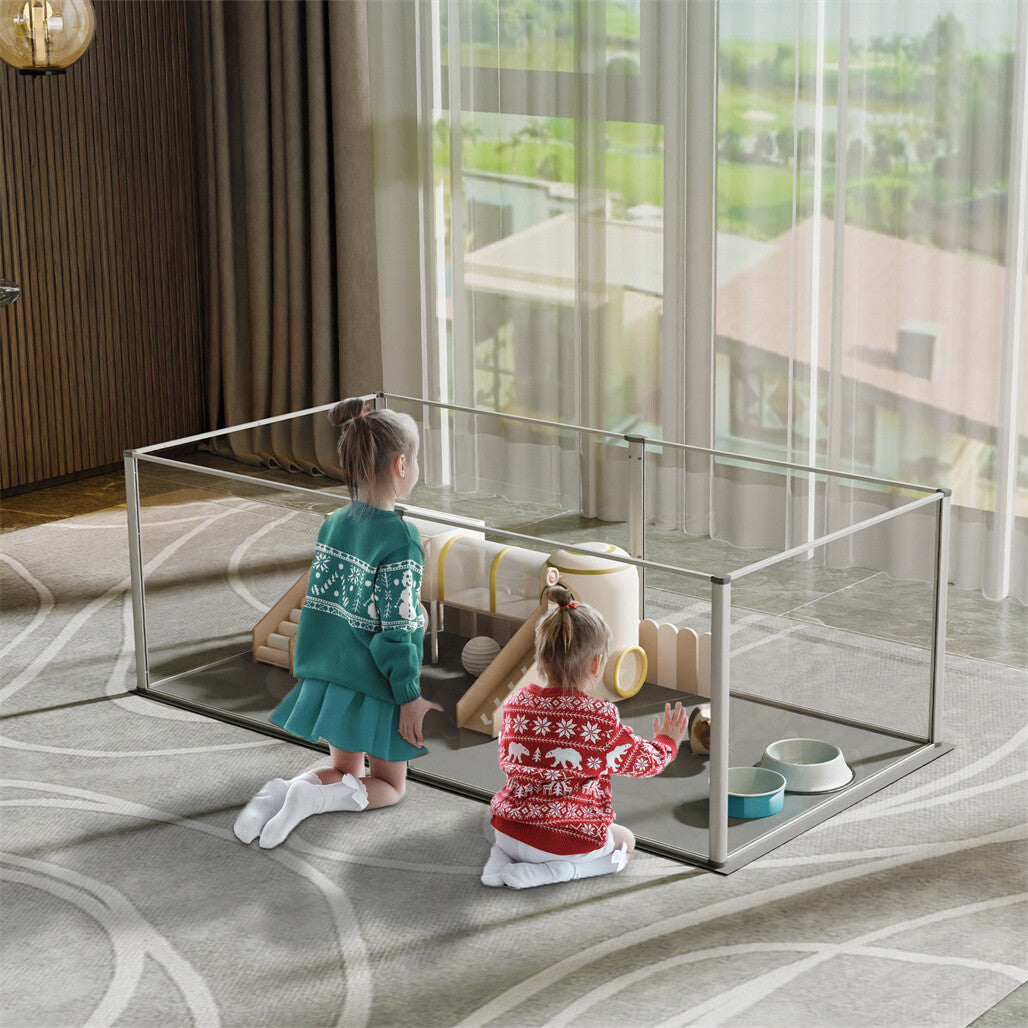 P&P Large Acrylic Dog Playpen Fence Clear Pet Fertility Cage Fence Enclosure Playgro