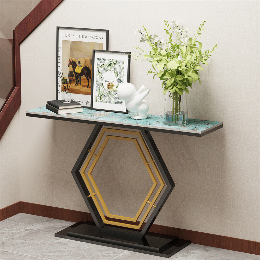 Ultra Long Marble Console Table Scratch-Proof Sintered Stone Accent Foyer Entryway Table