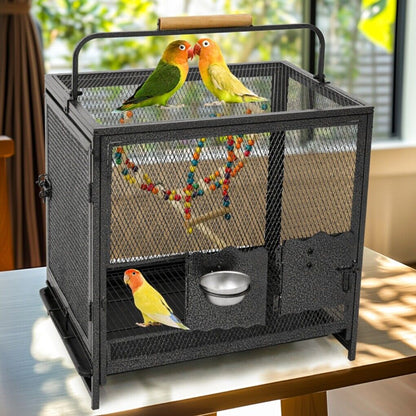 P&P Large Iron Travel Bird Cage Small Parrots Pet House with Ladder Swing & Bowls AU