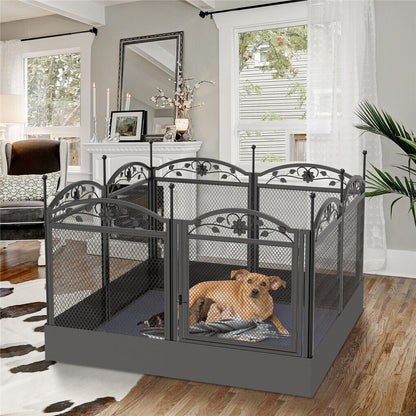 Dog playpen panel with decorative flower detail