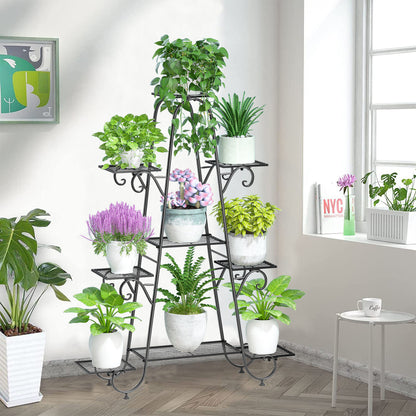 P&P Multilayer Metal Plant Stand Tall Flower Shelf Unit Garden Patio Display Rack