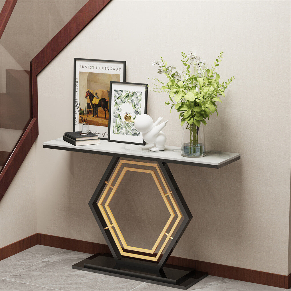 Ultra Long Marble Console Table Scratch-Proof Sintered Stone Accent Foyer Entryway Table