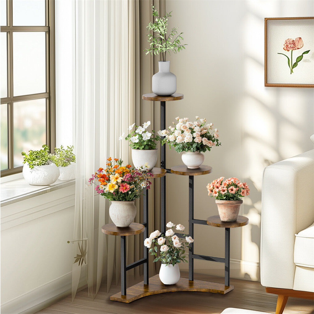P&P 6 Tiered XXL Corner Plant Shelf Multiple Potted Flower Stand Balcony Garden