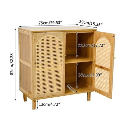 Bamboo Kitchen Buffet Sideboard Storage Cabinet XL - Modern Rattan Cupboard with Shelves for Dining Room Hallway Living Room