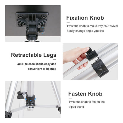 Tripod equipment stand dimensions and accessories
