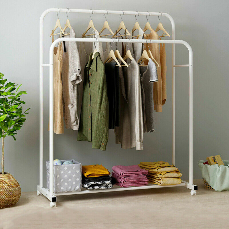 155cm mobile double clothes rail dimensions