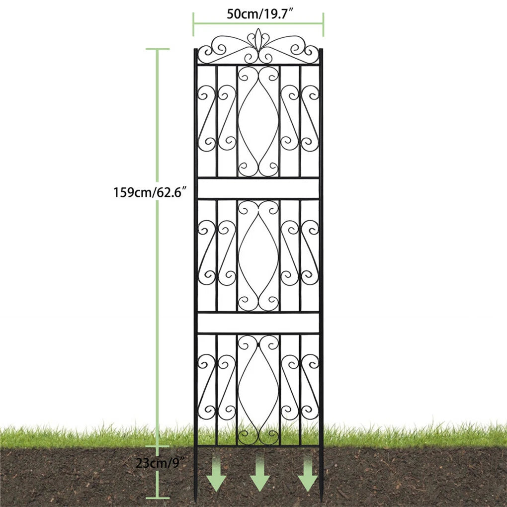 Set of 2 Tall Decorative Iron Trellises for Climbing Plants & Garden Walls