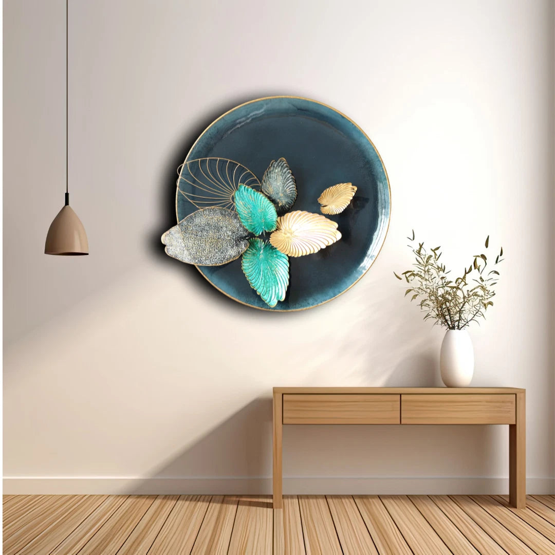 80cm decorative metal wall art with colorful leaf pattern