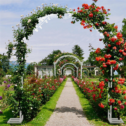 P&P Weatherproof White Wedding Archway Backdrop Stand Garden Arch Trellis Arbor 2.4M