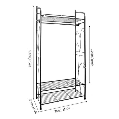 P&P Large Space Clothes Rack Garment Hanger Stand Hanging Rail Iron Coat Closet Unit