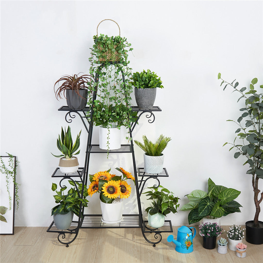 P&P Multilayer Metal Plant Stand Tall Flower Shelf Unit Garden Patio Display Rack