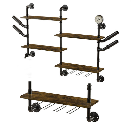 Buy Vintage Pipe Wine Rack â€“ Wall-Mounted Shelf & Glass Holder â€“ Australia