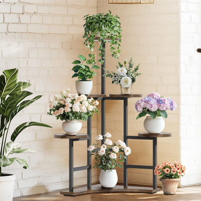 P&P 6 Tiered XXL Corner Plant Shelf Multiple Potted Flower Stand Balcony Garden