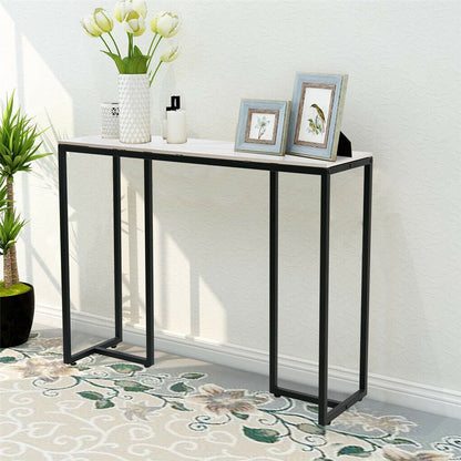 Large Modern Marble Console Table Sintered Stone Entryway Hallway Table with Metal Frame
