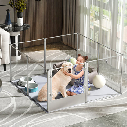 P&P 81cm Highest Acrylic Dog Whelping Pen Box Safe Aluminum Frame Pet Playpen w/ Mat