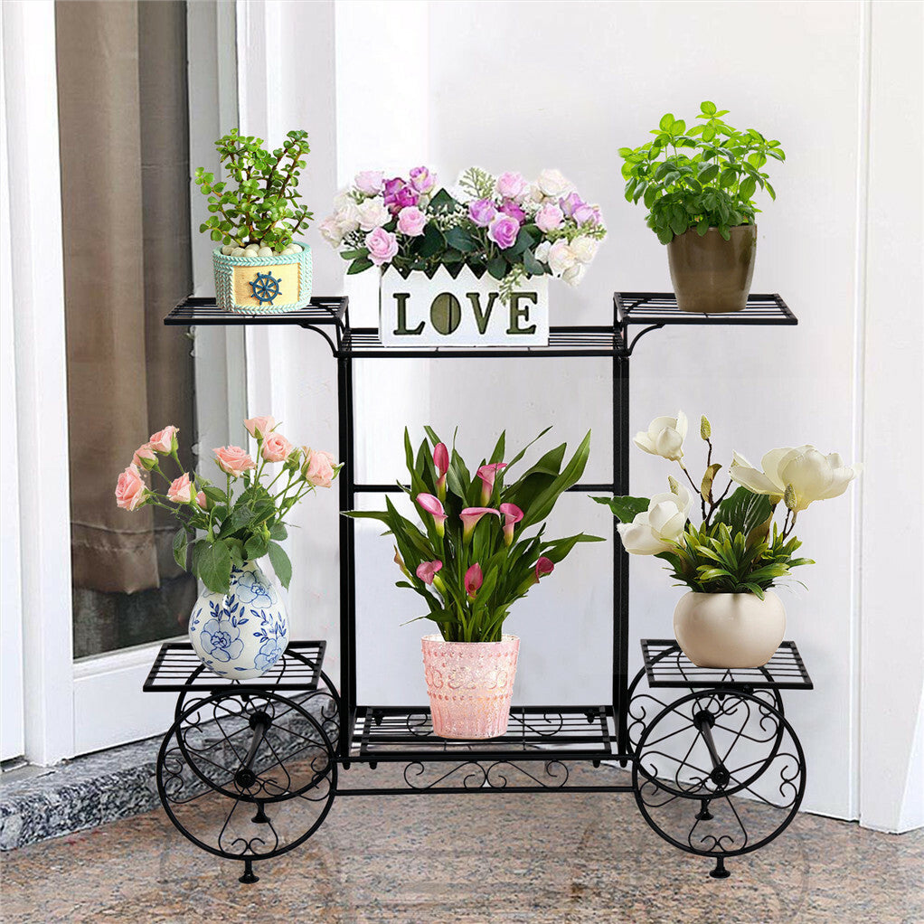 P&P Extra Large Metal Flower Cart Pot Rack Plant Display Stand Holder Home Decor