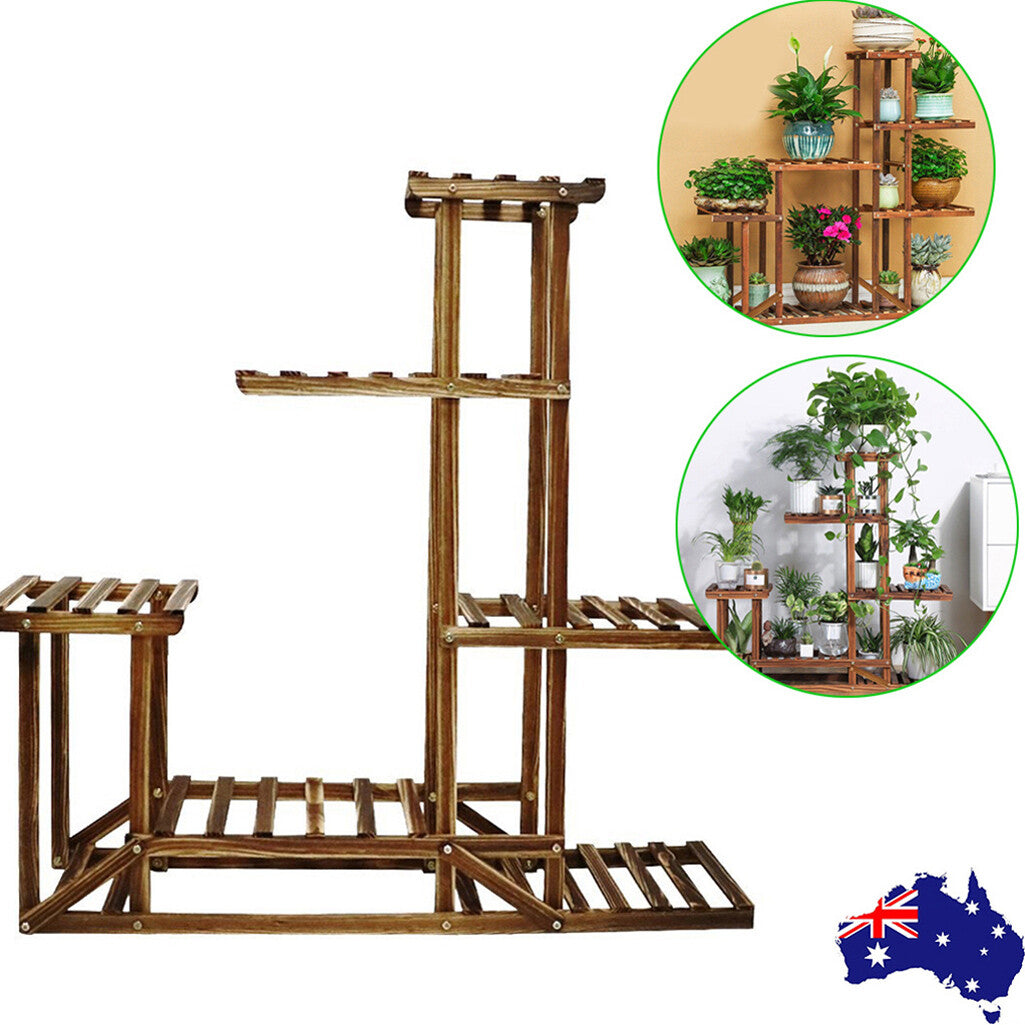P&P 5 Tiers Wooden Plant Pot Stand Flower Display Shelf Garden Patio Indoor Outdoor