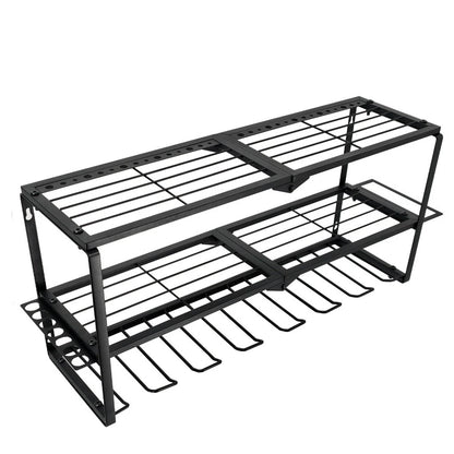 P&P Heavy Duty Power Tool Organizer with 7 Drill Holders Wall Mounted Garage Storage Rack for Tools & Utility