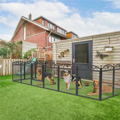 Configurable metal pet playpen arranged as an octagon