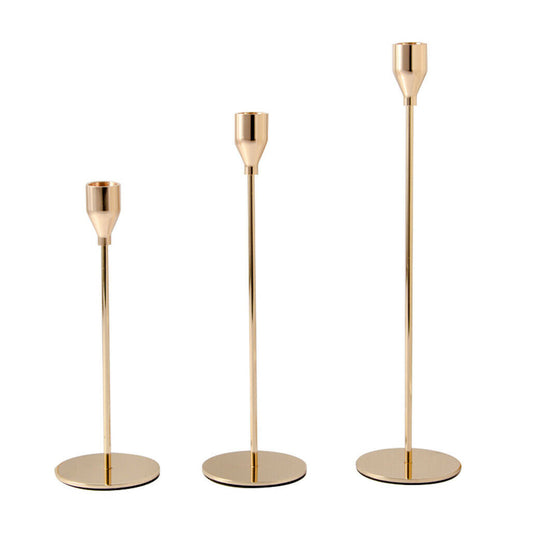 P&P 3X Taper Candle Holders Gold Table Decorative Candlestick Holder Wedding Dinning