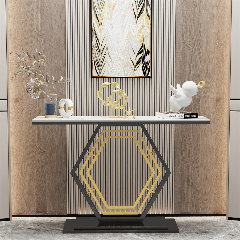 Ultra Long Marble Console Table Scratch-Proof Sintered Stone Accent Foyer Entryway Table
