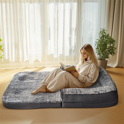 P&P 180CM XXXL Foldable Human Dog Bed Orthopedic Dog Sofa Bed with Bolstered Pillow