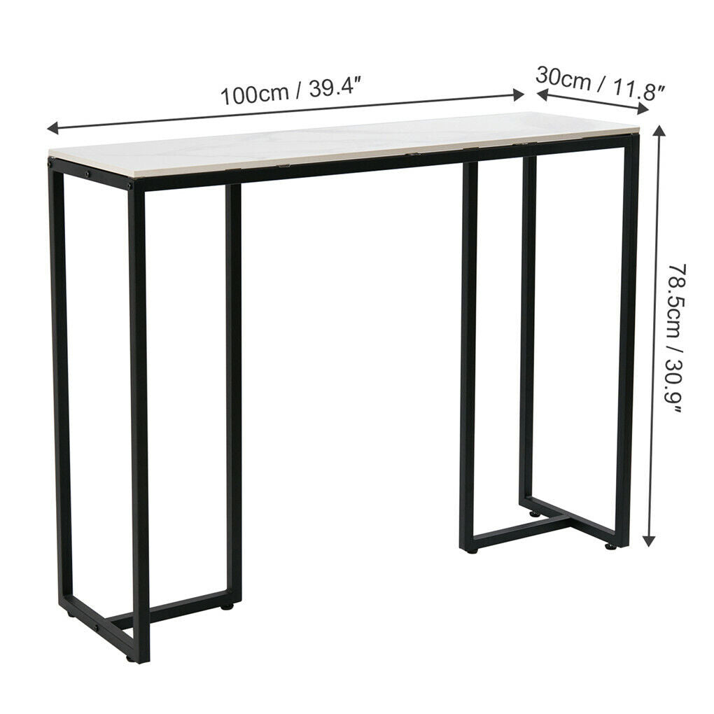 Large Modern Marble Console Table Sintered Stone Entryway Hallway Table with Metal Frame