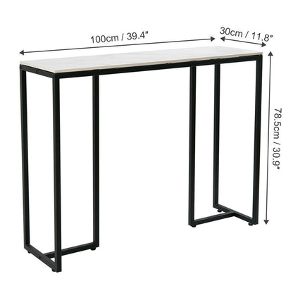 Large Modern Marble Console Table Sintered Stone Entryway Hallway Table with Metal Frame