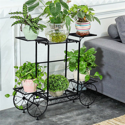 P&P Extra Large Metal Flower Cart Pot Rack Plant Display Stand Holder Home Decor