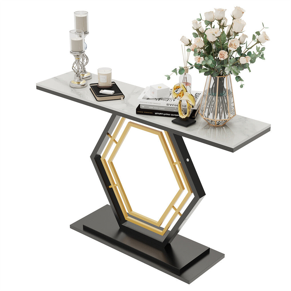 Ultra Long Marble Console Table Scratch-Proof Sintered Stone Accent Foyer Entryway Table