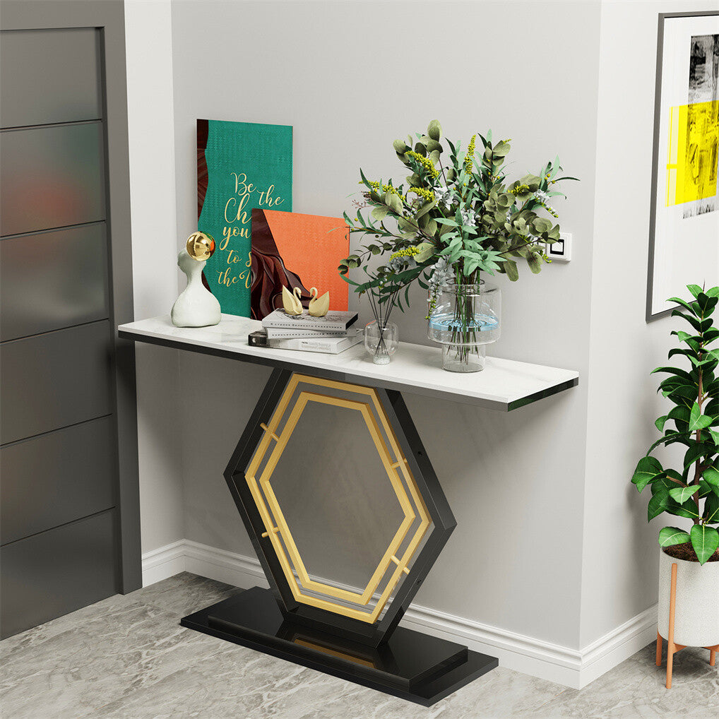 Ultra Long Marble Console Table Scratch-Proof Sintered Stone Accent Foyer Entryway Table