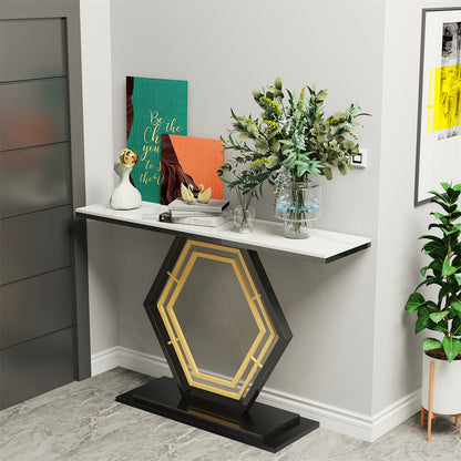 Ultra Long Marble Console Table Scratch-Proof Sintered Stone Accent Foyer Entryway Table