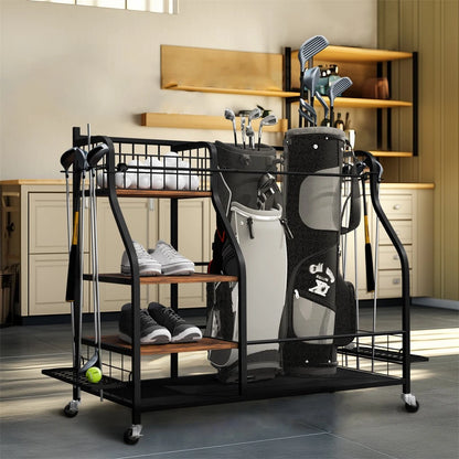 P&P Extra Large Golf Bag Storage Rack - Heavy Duty Organizer Stand for Multiple Bags & Clubs