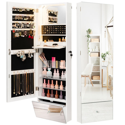 Wall-Mounted Jewelry Cabinet with LED Lights and Full-Length Mirror – 120cm
