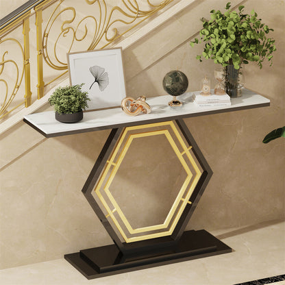 Ultra Long Marble Console Table Scratch-Proof Sintered Stone Accent Foyer Entryway Table