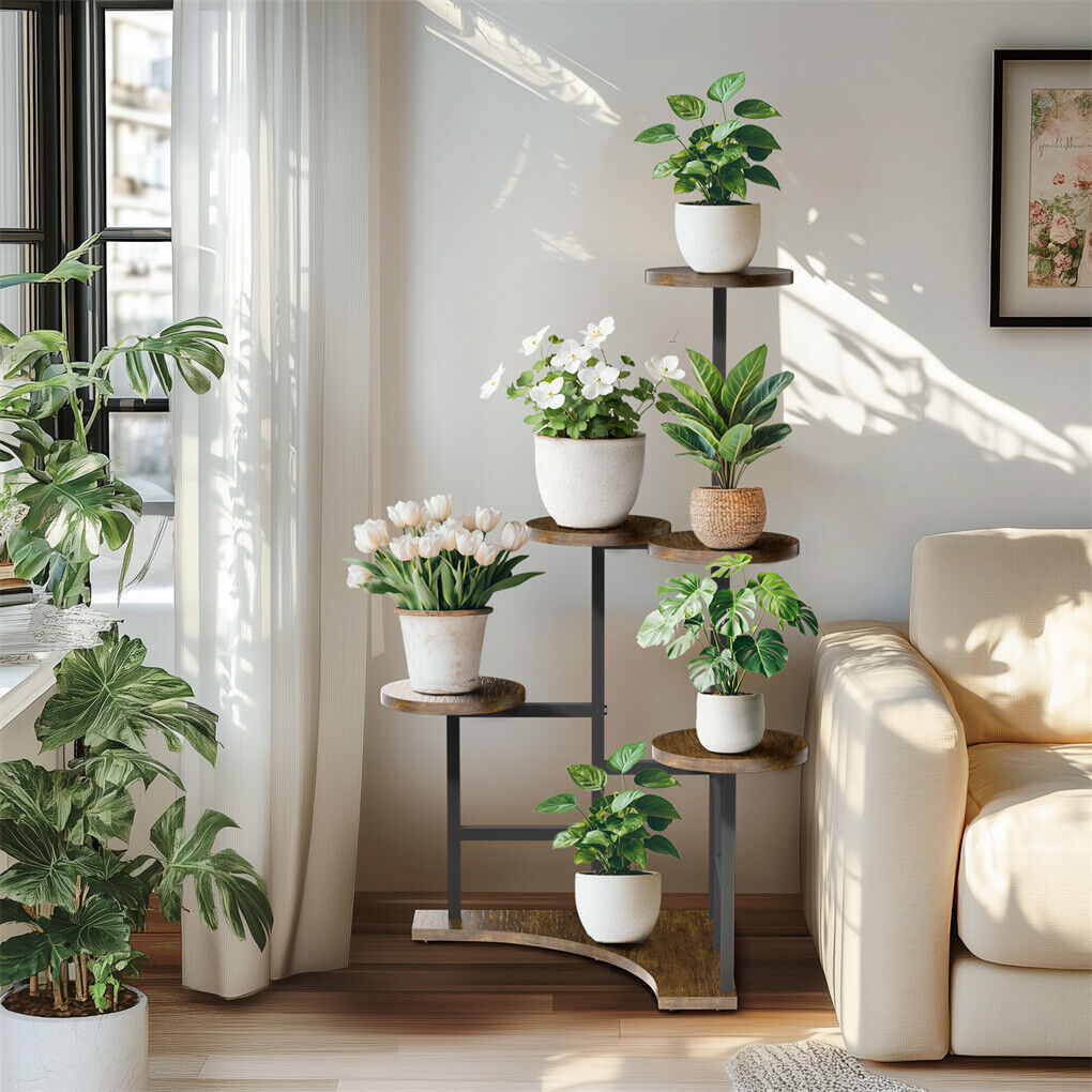P&P 6 Tiered XXL Corner Plant Shelf Multiple Potted Flower Stand Balcony Garden