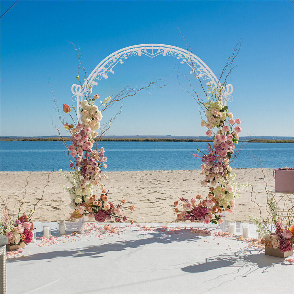P&P Weatherproof White Wedding Archway Backdrop Stand Garden Arch Trellis Arbor 2.4M