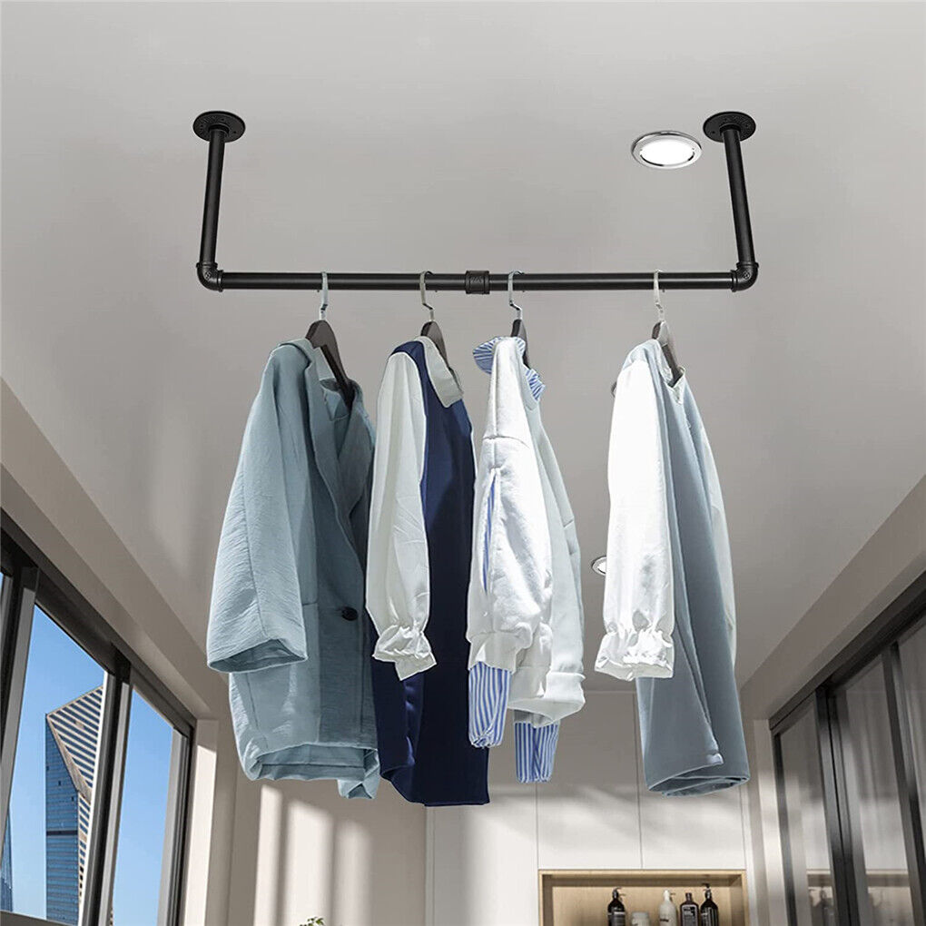 P&P Set of 2 Heavy Duty Wall Mounted Closet Rods Detachable Clothes Rack Garment Bar