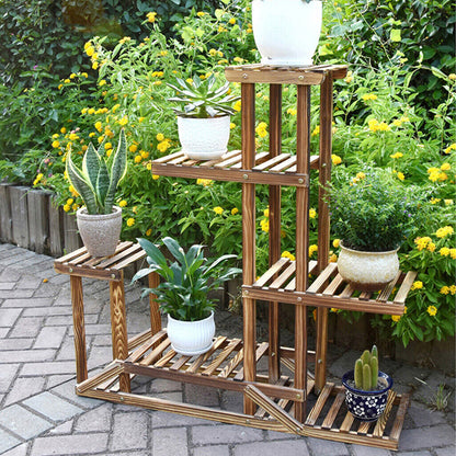 P&P 5 Tiers Wooden Plant Pot Stand Flower Display Shelf Garden Patio Indoor Outdoor