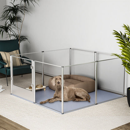 P&P 81cm Highest Acrylic Dog Whelping Pen Box Safe Aluminum Frame Pet Playpen w/ Mat