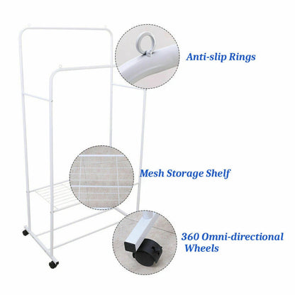 Industrial Clothes Rack with Garment Hanging and Shoe Shelf Storage AU