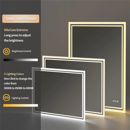 Luxury Bathroom Mirror with Built-In Light and Fog Control System