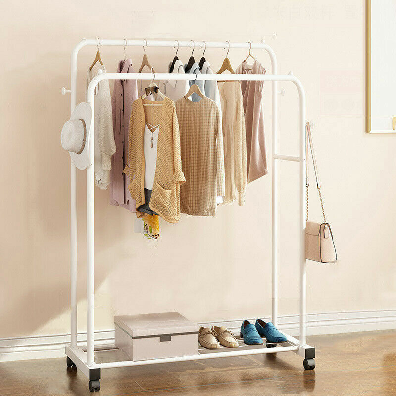 Heavy-duty wheeled clothes rack product features