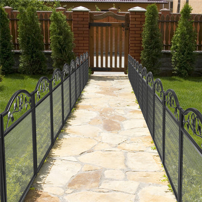P&P 5Panel Garden Fence Wrought Iron Outdoor Flower Bed Animal Barrier Dog Pet Fence