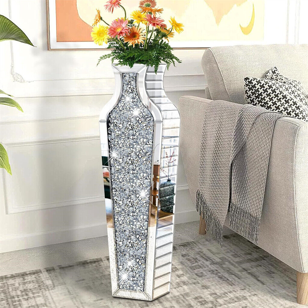 Buy Online - Elegant P&P Tall Silver Crushed Diamond Vase - Australia