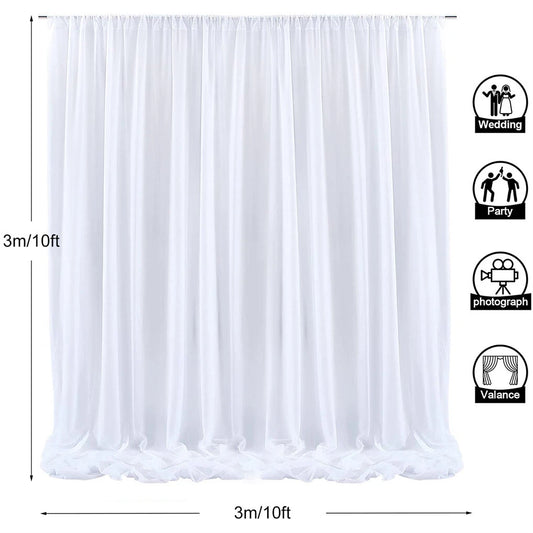 White Sheer Backdrop Drape for Stylish Weddings and Birthdays(3m x 6m)