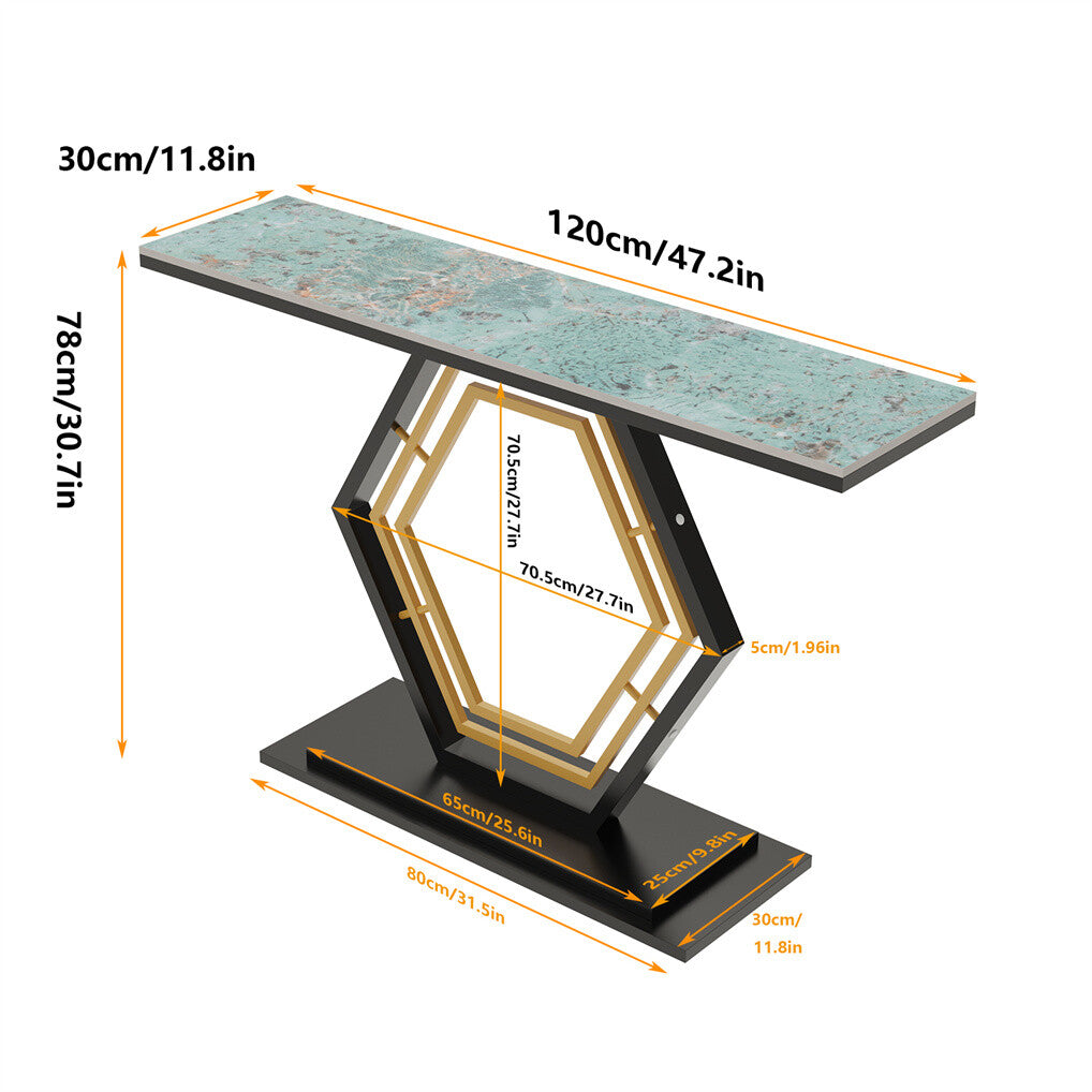 Ultra Long Marble Console Table Scratch-Proof Sintered Stone Accent Foyer Entryway Table