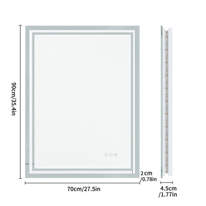 Luxury Bathroom Mirror with Built-In Light and Fog Control System