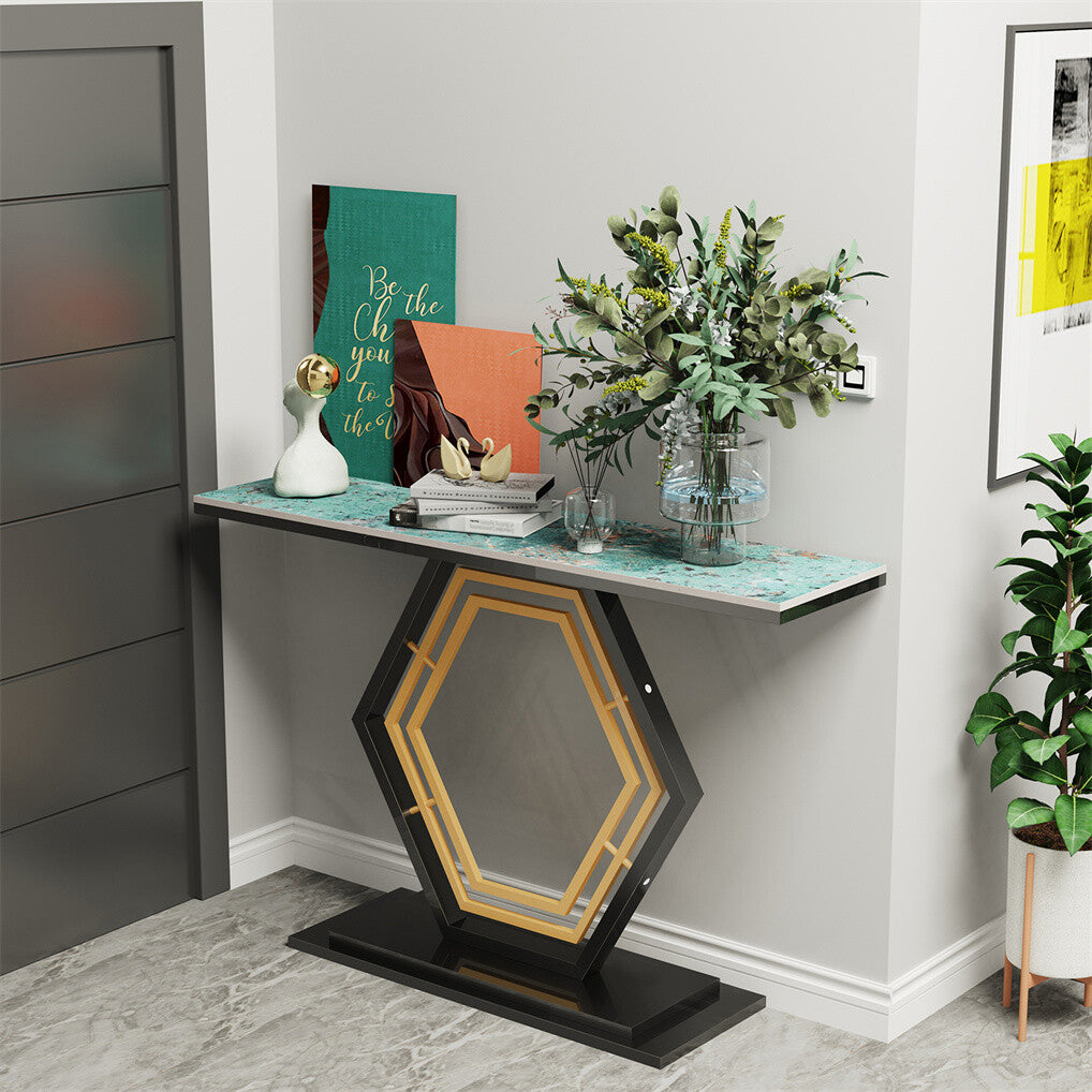 Ultra Long Marble Console Table Scratch-Proof Sintered Stone Accent Foyer Entryway Table