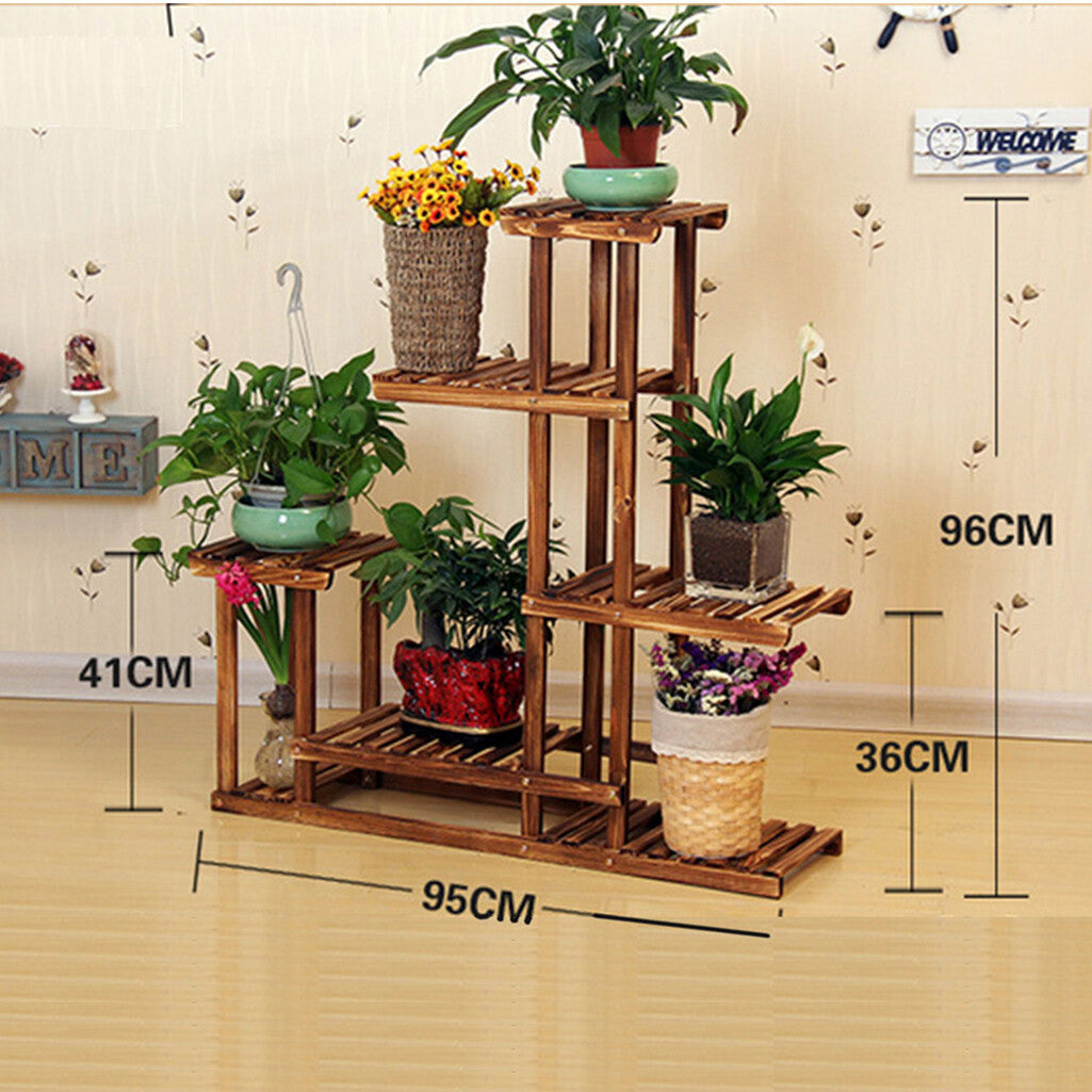 P&P 5 Tiers Wooden Plant Pot Stand Flower Display Shelf Garden Patio Indoor Outdoor